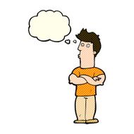 cartoon man with folded arms thought bubble N15