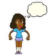 cartoon pretty woman with thought bubble N131