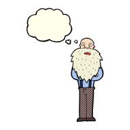 cartoon bearded old man with thought bubble N17