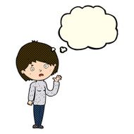 cartoon worried woman with thought bubble N39