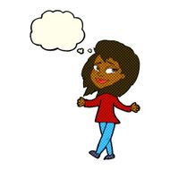 stress free woman cartoon with thought bubble N6