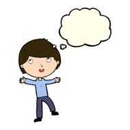 cartoon happy boy with thought bubble N110
