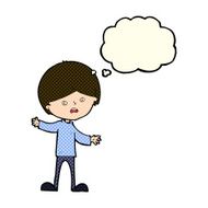 cartoon unhappy boy with thought bubble N28