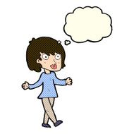 cartoon woman with open arms thought bubble N49
