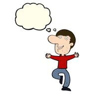 cartoon happy man with thought bubble N224