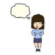 cartoon shocked woman with thought bubble N45