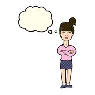 Cartoon Annoyed Woman With Thought Bubble N85