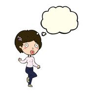 cartoon surprised woman with thought bubble N116