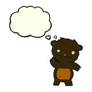 cartoon waving black bear cub with thought bubble N22