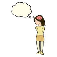 cartoon brainy woman with thought bubble N5