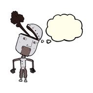 cartoon funny robot with thought bubble N35