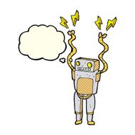 cartoon funny robot with thought bubble N36