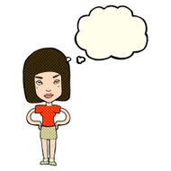 Cartoon Annoyed Woman With Thought Bubble N86