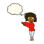 cartoon dancing woman with thought bubble N26