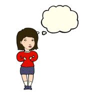 cartoon woman making excuses with thought bubble N9