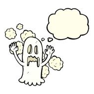 cartoon spooky ghost with thought bubble N23