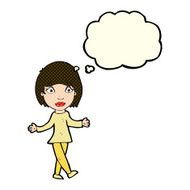 cartoon surprised woman with thought bubble N117