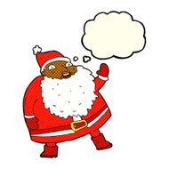 funny waving santa claus cartoon with thought bubble N11