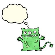 cartoon little monster with thought bubble N15