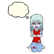 cartoon vampire girl with thought bubble N109