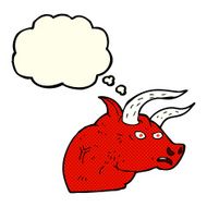 cartoon angry bull head with thought bubble N5