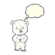 cartoon teddy polar bear with thought bubble N6