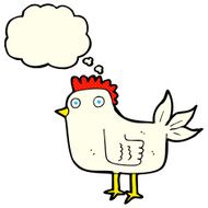 cartoon hen with thought bubble N3