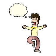 cartoon terrified man with thought bubble N104