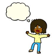 cartoon unhappy person with thought bubble N6