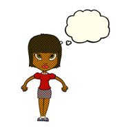 cartoon pretty woman with thought bubble N132