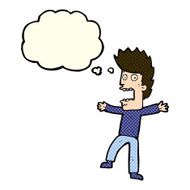 cartoon terrified man with thought bubble N106