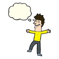 cartoon happy man with thought bubble N225