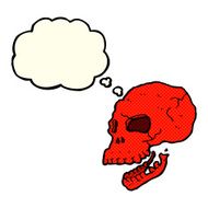 cartoon spooky skull with thought bubble N71