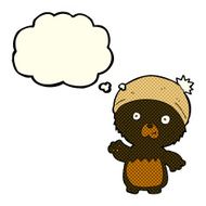 cartoon cute teddy bear in hat with thought bubble N6