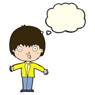 cartoon amazed boy with thought bubble N10