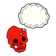 cartoon spooky skull with thought bubble N72