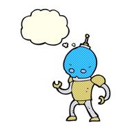 cartoon alien robot with thought bubble N9