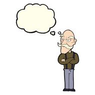 cartoon bored old man with thought bubble N8