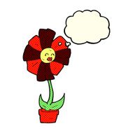 cartoon flower with thought bubble N19