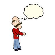cartoon old man with mustache thought bubble N13