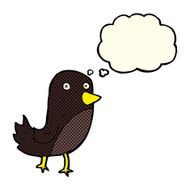 cartoon bird with thought bubble N127