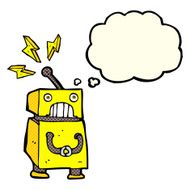 cartoon little robot with thought bubble N3