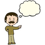 cartoon man with mustache pointing thought bubble N15