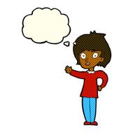 cartoon happy woman with thought bubble N124