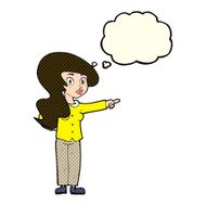 cartoon pretty woman pointing with thought bubble N20