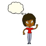 cartoon pretty girl with thought bubble N50