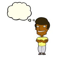 cartoon grinning man with thought bubble N44