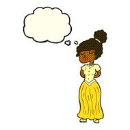 cartoon pretty victorian woman with thought bubble N6