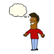 cartoon grinning man with thought bubble N45