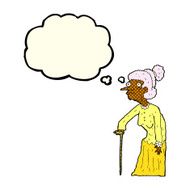 cartoon old woman with thought bubble N5
